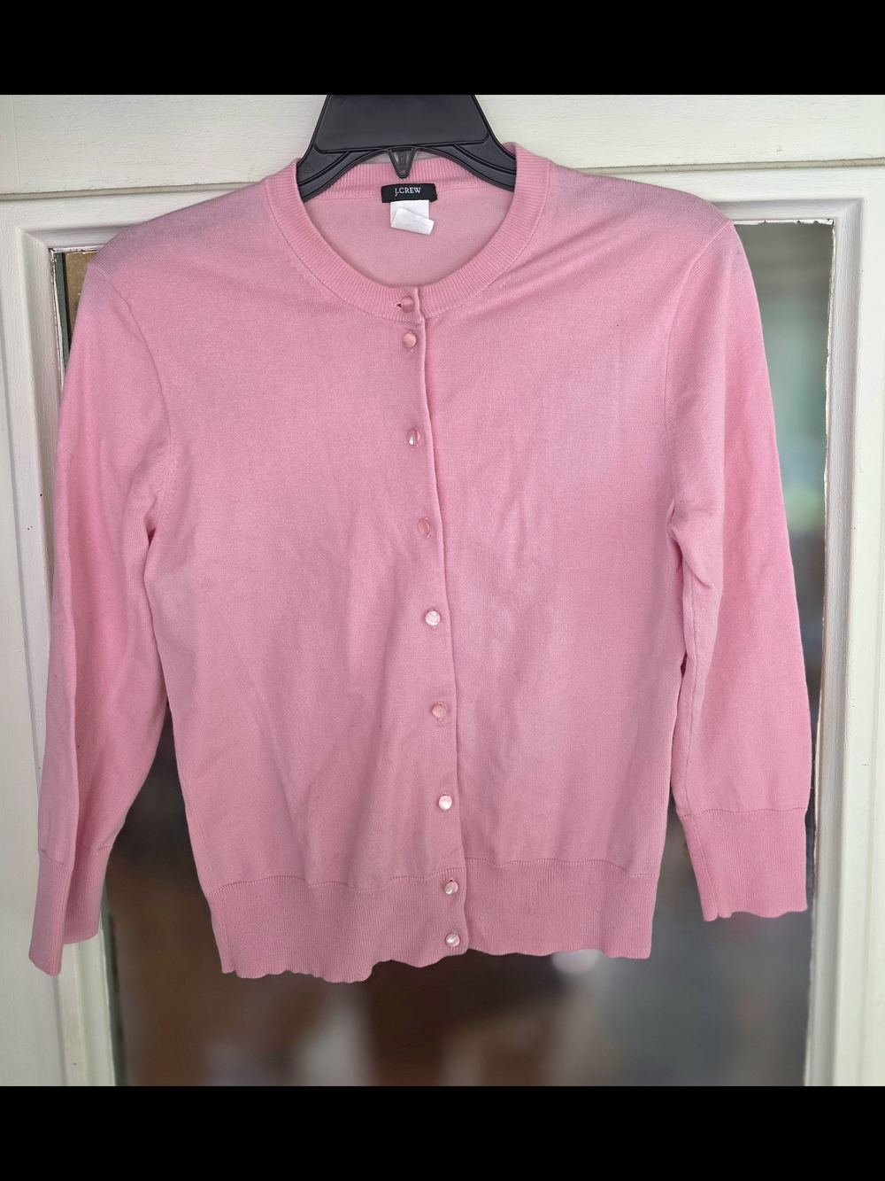 J. Crew Light Pink Classic Button-Front Cardigan Sz Medium